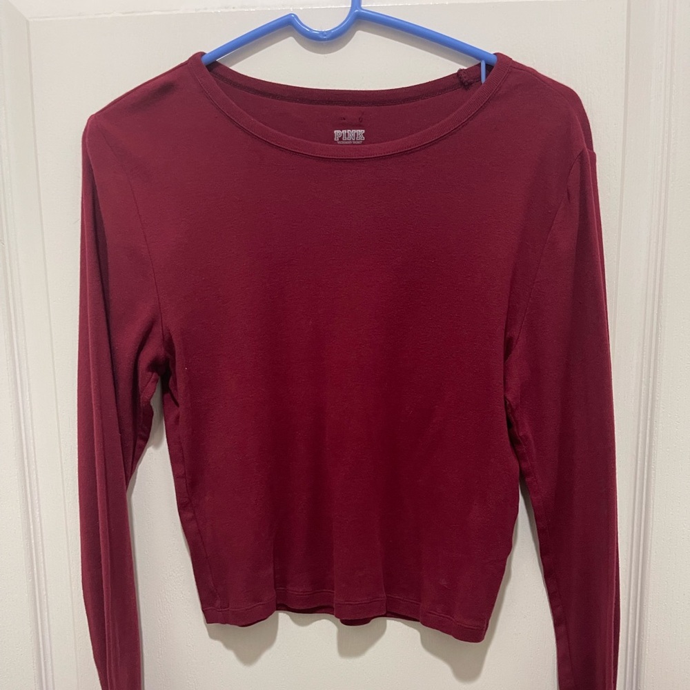 PINK Victoria's Secret Burgundy Long Sleeve Tee